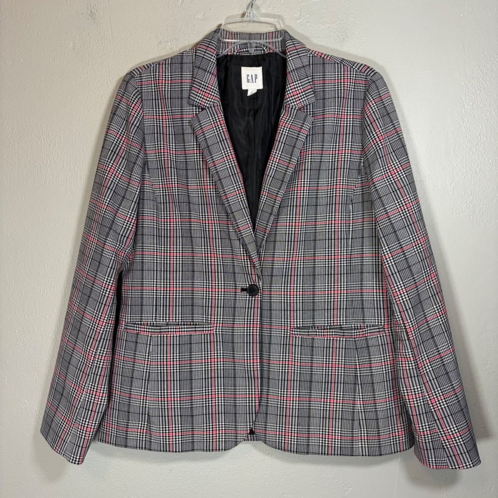 Gap Academy Blazer Womens 12 Grid Plaid Red Black White 366216-00 FA18‎